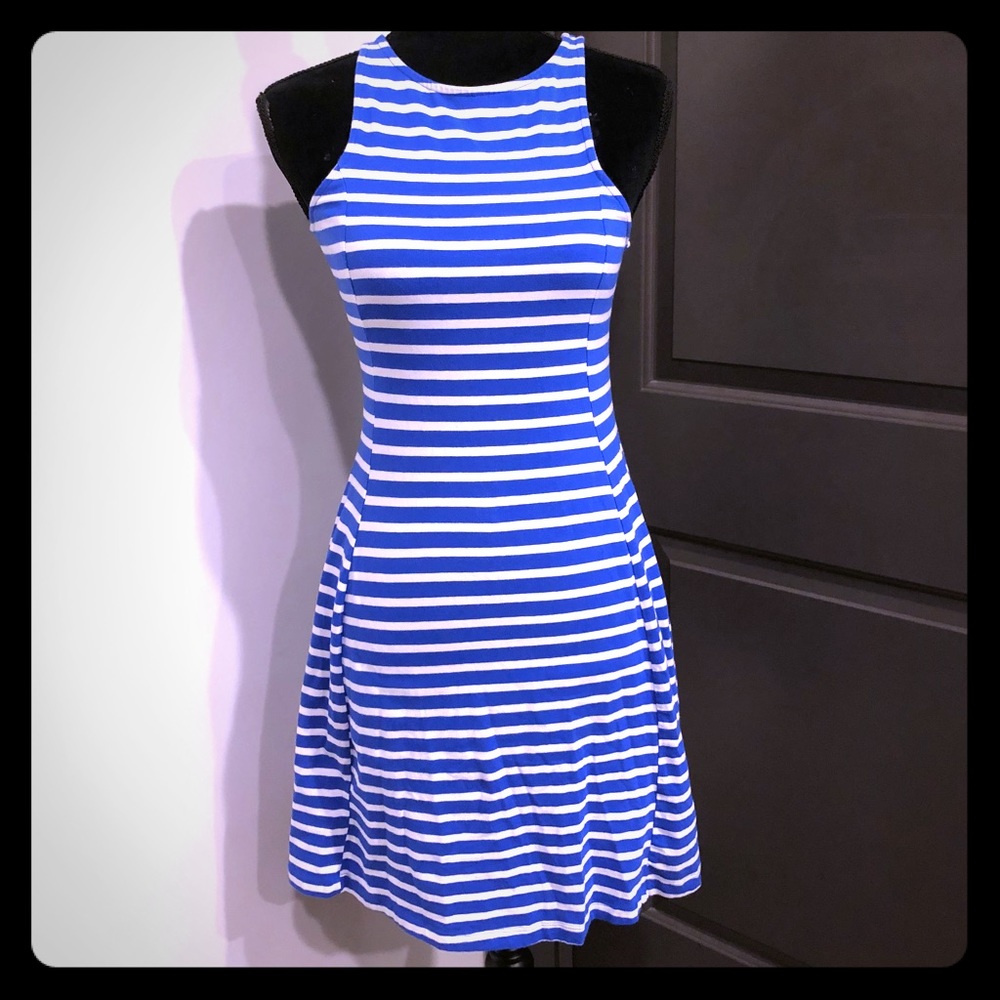 Old Navy Blue White Striped Sleeveless Fit & Flare Dress | Nautical Summer Dress